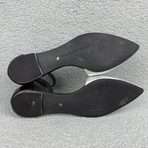 Rebecca Minkoff Flats Womens 10 Shoes Silver Black Crocodile Print Strap Sandals - Picture 7 of 11